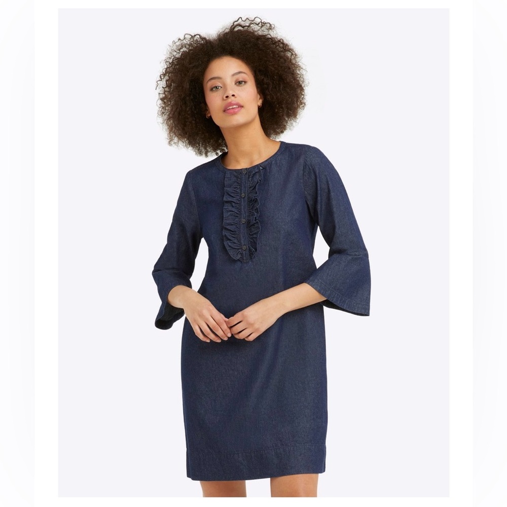 Draper James Chambray Ruffle Shift Dress